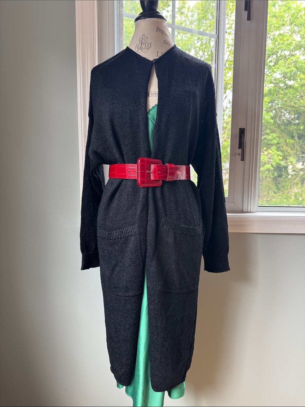 French Rags 80’s 90’s Santana knit vintage long‎ sweater cardigan medium/large